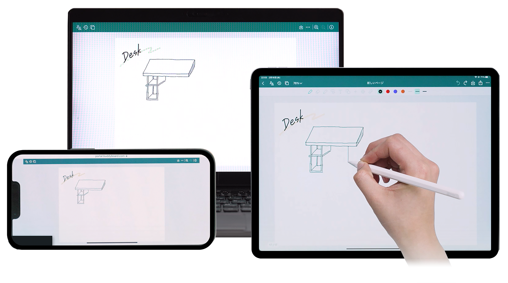 リアルタイムWeb共同編集のイメージ図